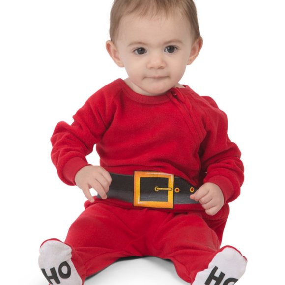 Family PJ's Unisex Baby Boy or Girls Santa Suit Christmas Footed Pajamas Red NWT - Picture 1 of 2